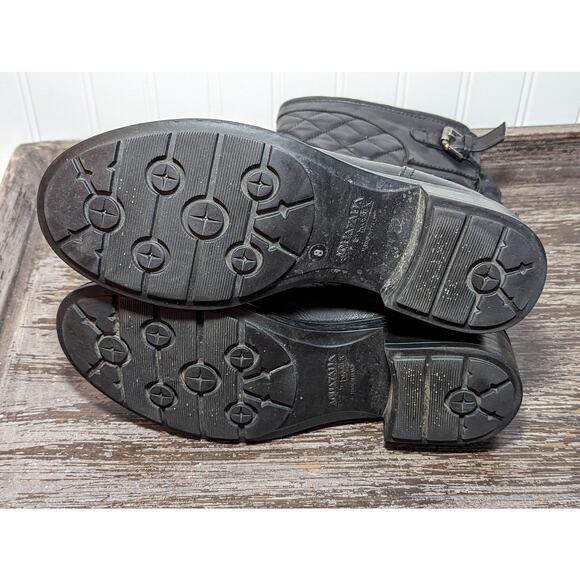 Aquatalia Women's Black Mid Calf Moto Style Quilted Leather Boots Size 8 - Picture 6 of 6